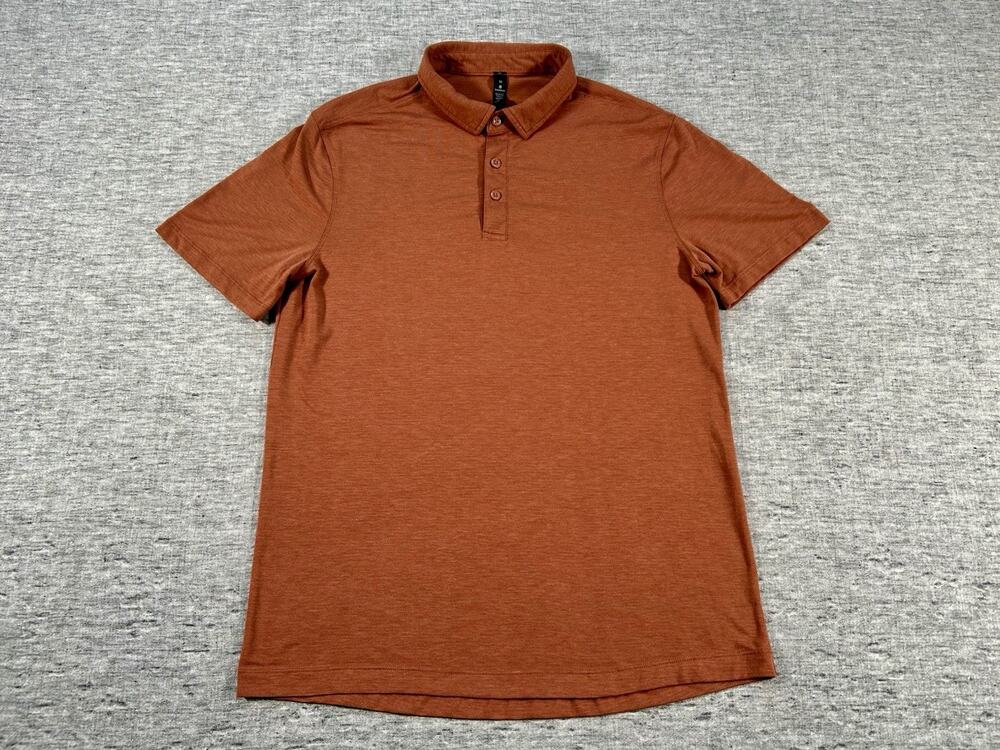 Lululemon Polo Shirt Mens Medium Brown Athleisure Performance Preppy Stretch